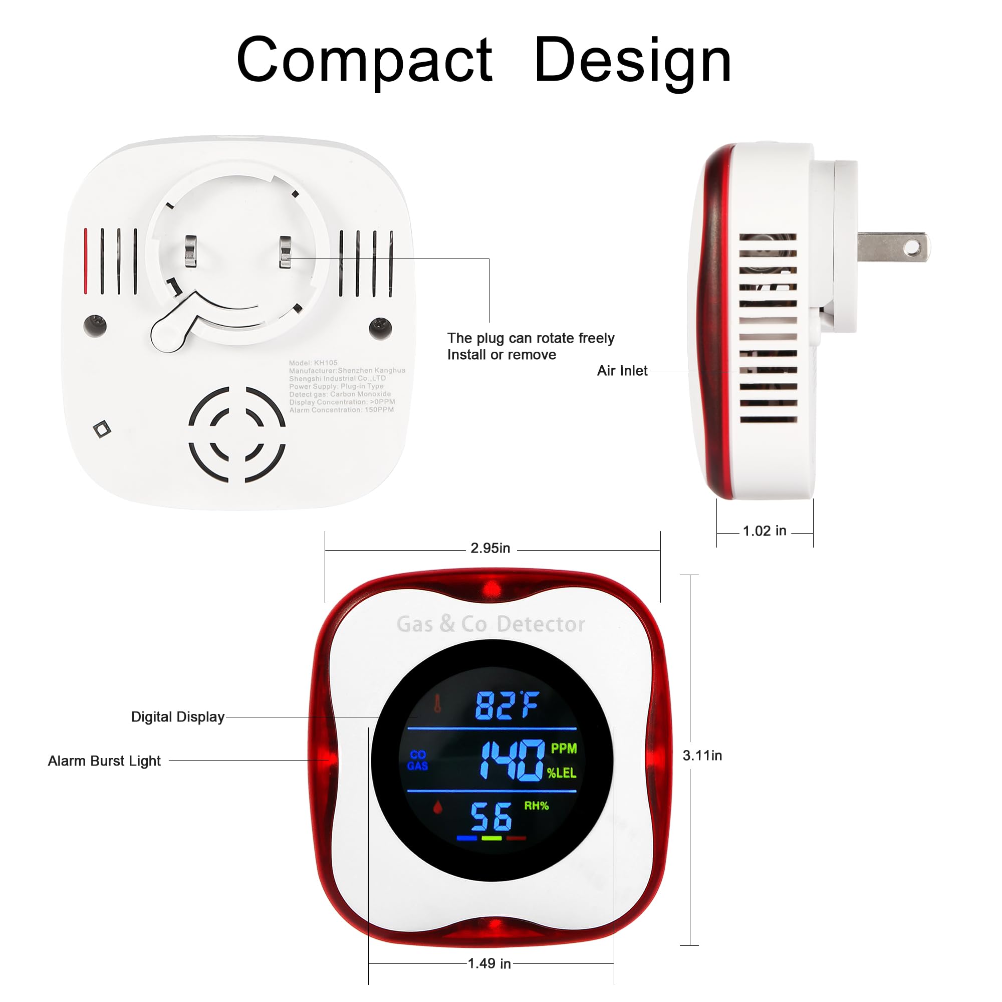 Combination Gas & Carbon Monox - Co Detector Plug ulasan dan harga